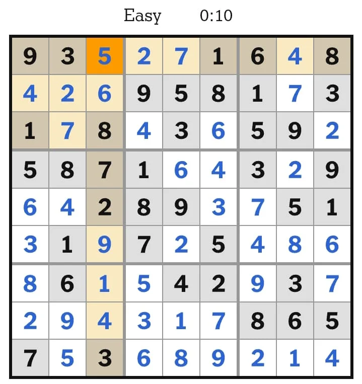 NYT Sudoku Easy Answers July 22, 2026