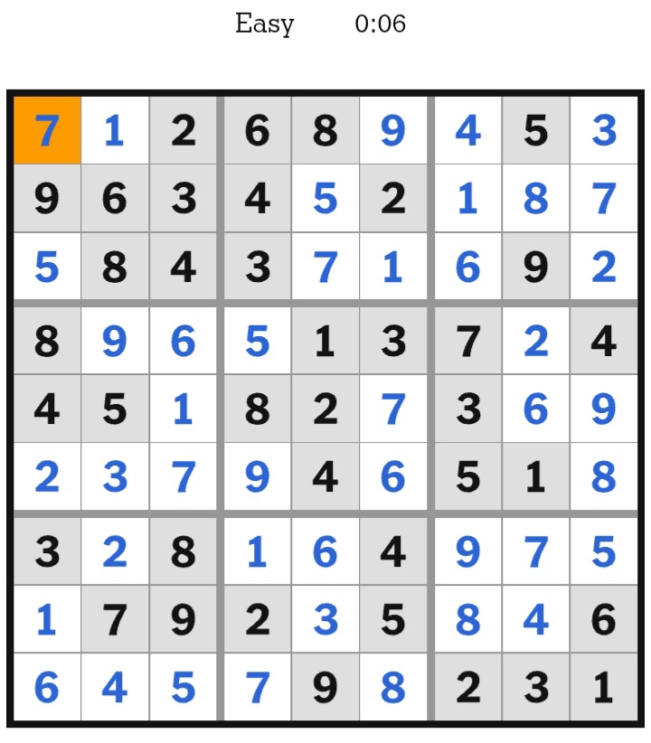 NYT Sudoku Easy Answers July 28, 2026