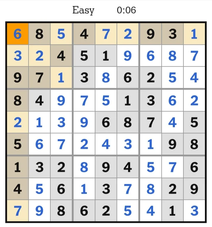 NYT Sudoku Easy Answers July 31, 2026