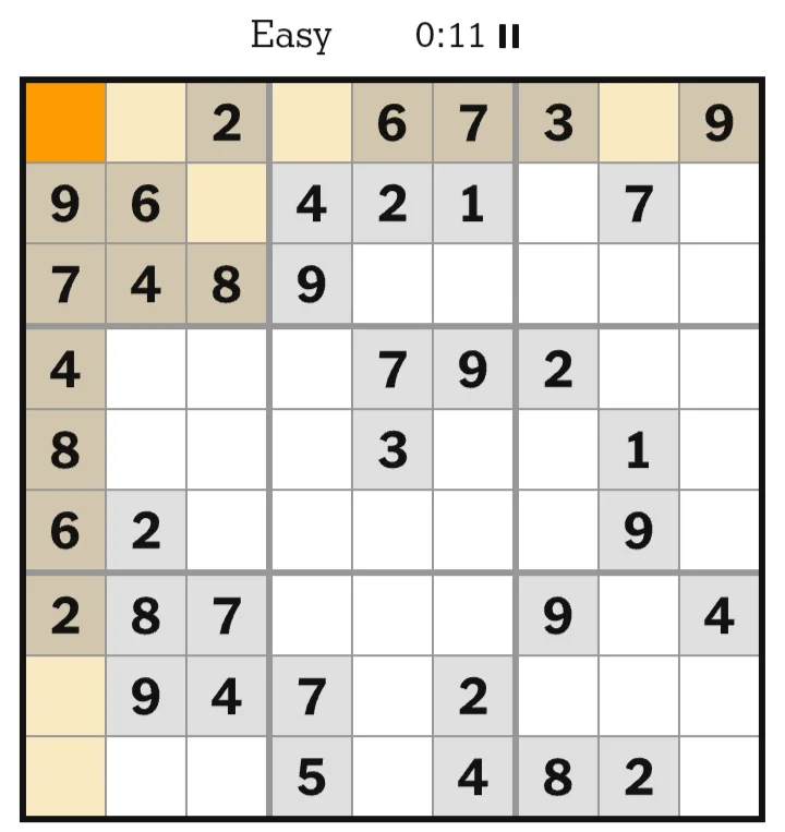 NYT Sudoku Easy July 03, 2026