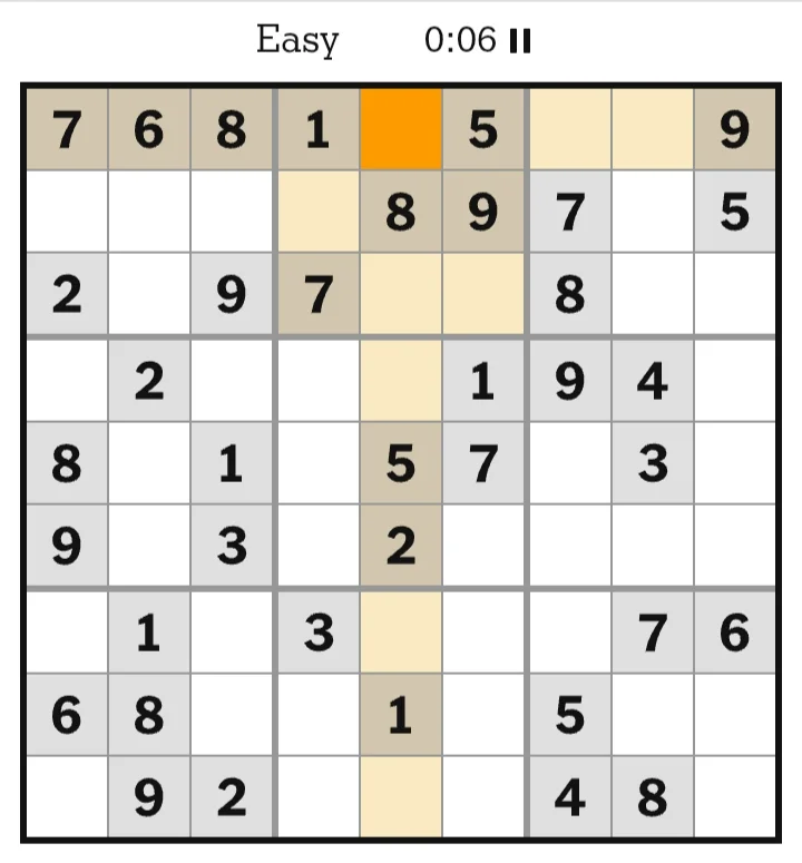 NYT Sudoku Easy July 05, 2026