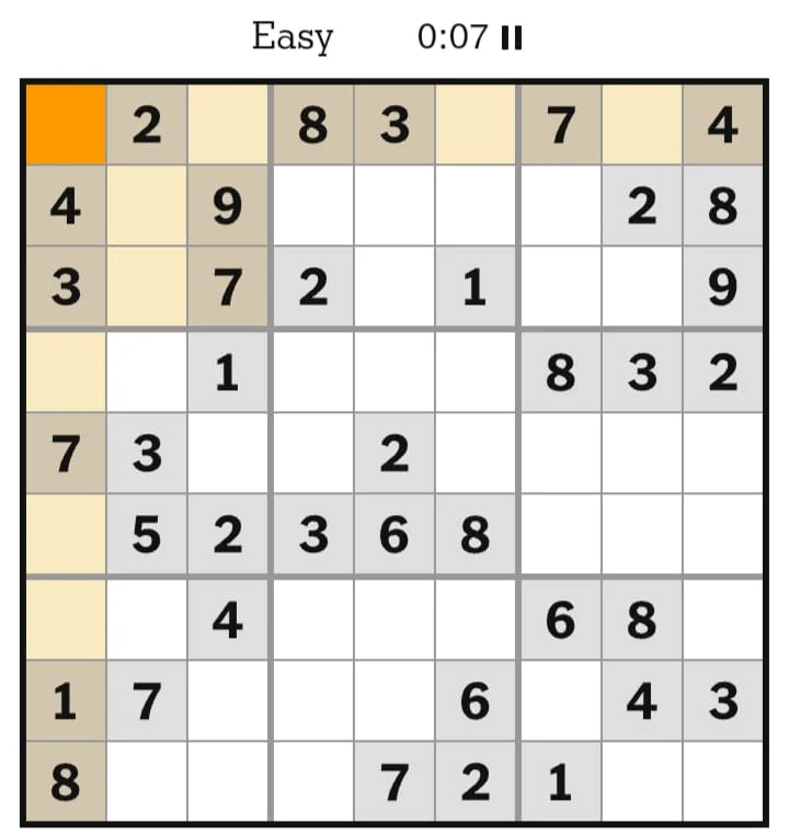 NYT Sudoku Easy July 09, 2026