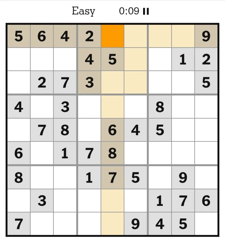 NYT Sudoku Easy July 10, 2026