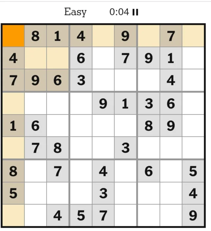 NYT Sudoku Easy July 14, 2026