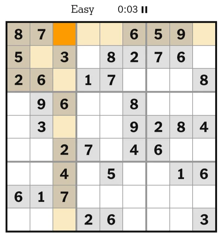 NYT Sudoku Easy July 15, 2026