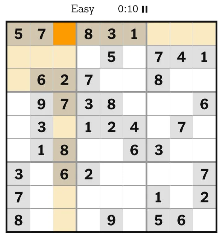 NYT Sudoku Easy July 16, 2026