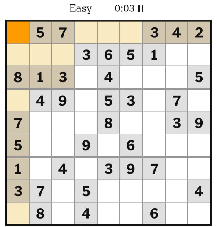 NYT Sudoku Easy July 17, 2026