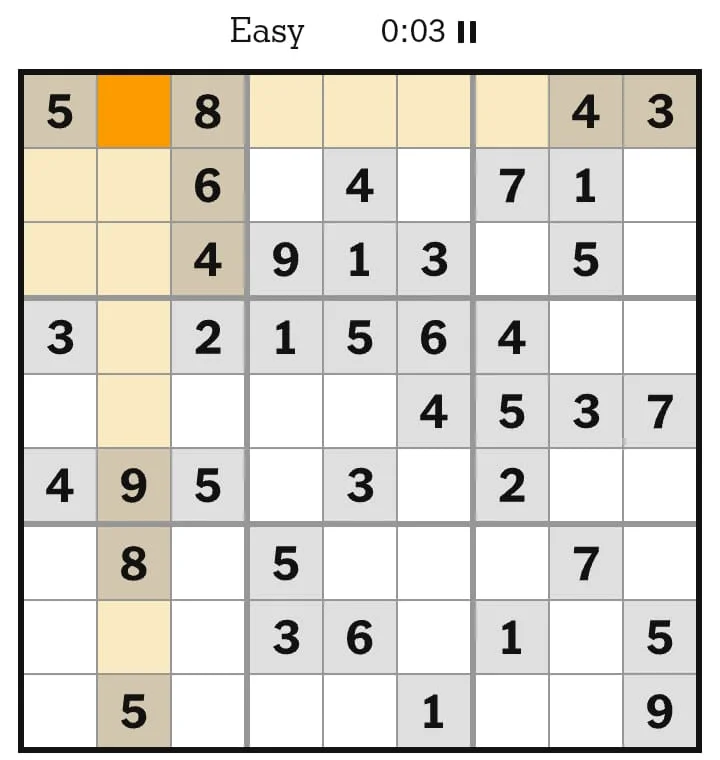 NYT Sudoku Easy July 23, 2026