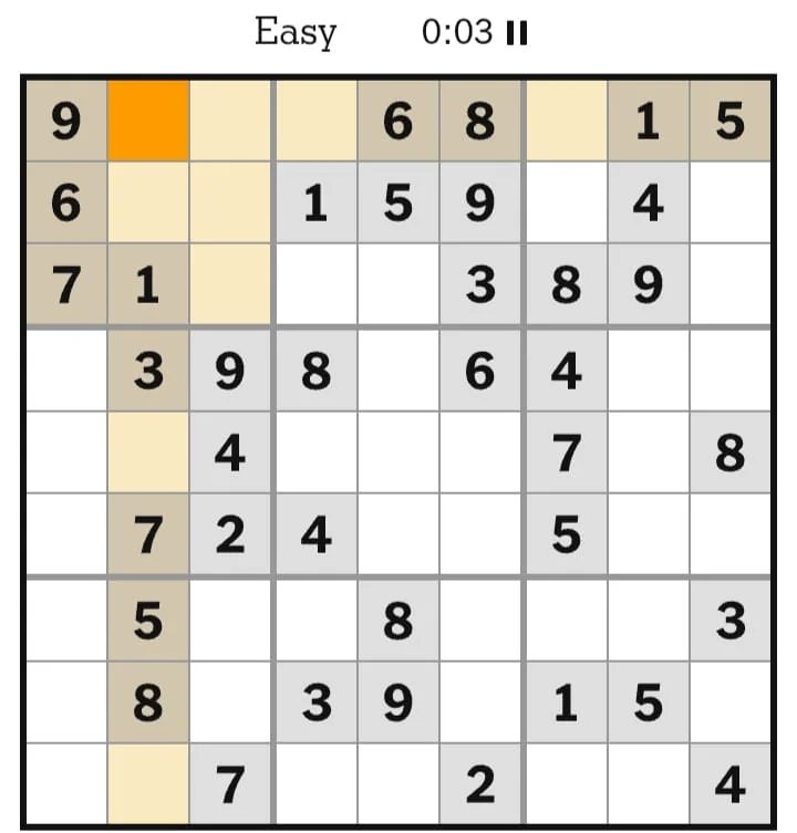NYT Sudoku Easy July 25, 2026