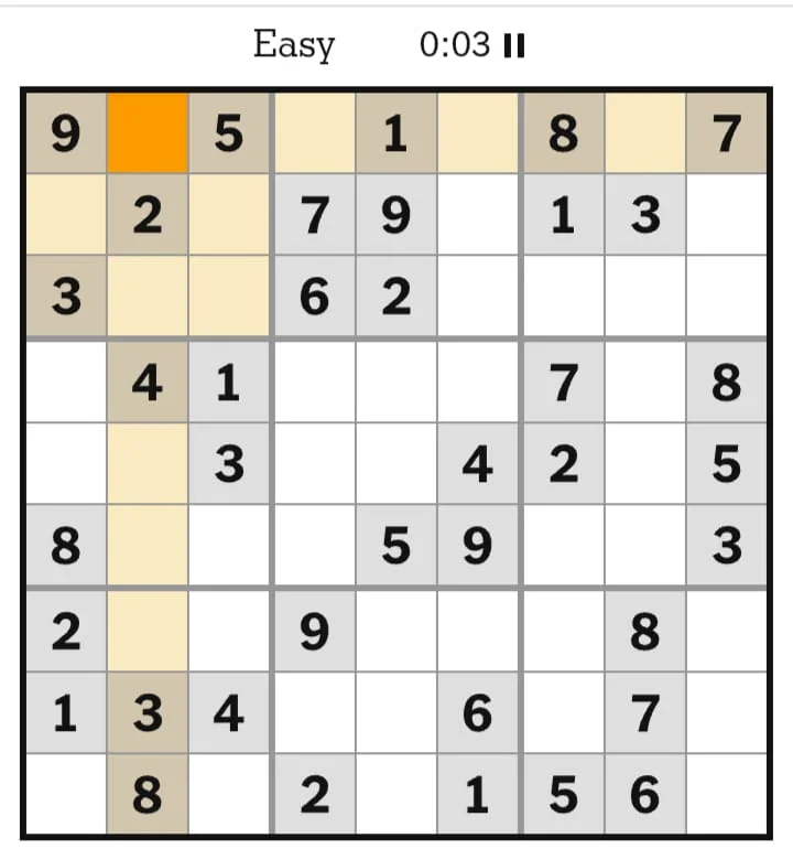 NYT Sudoku Easy July 26, 2026
