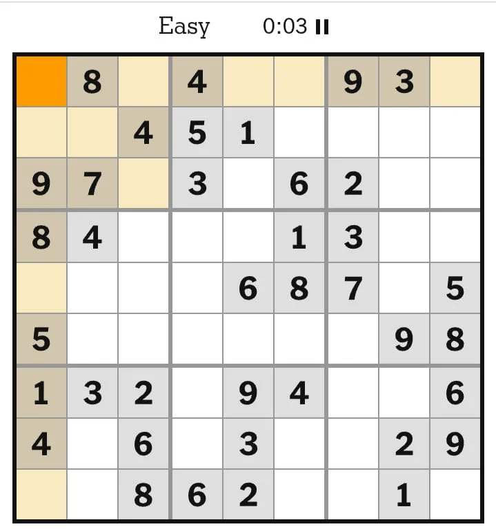 NYT Sudoku Easy July 31, 2026