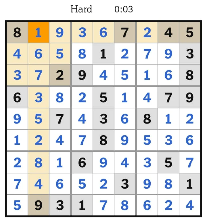 NYT Sudoku Hard Answers August 01, 2026