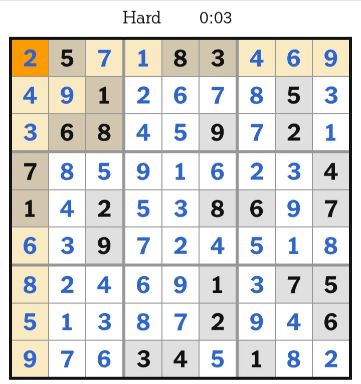 NYT Sudoku Hard Answers July 02, 2026