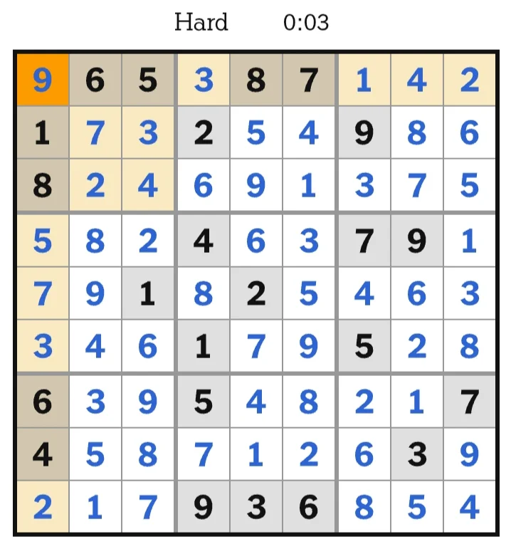 NYT Sudoku Hard Answers July 05, 2026
