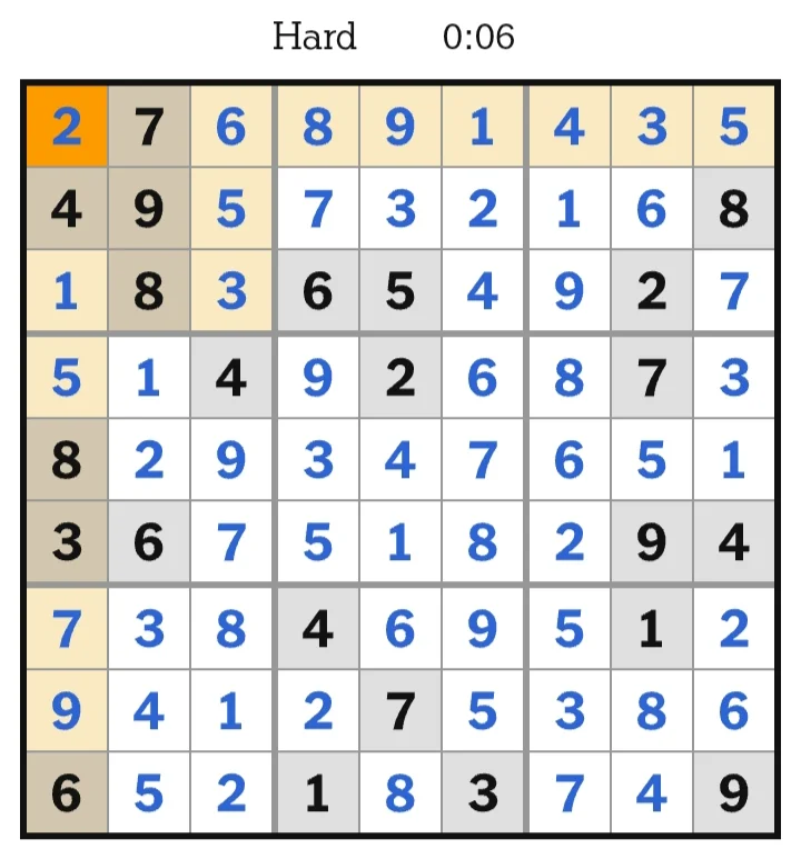 NYT Sudoku Hard Answers July 06, 2026