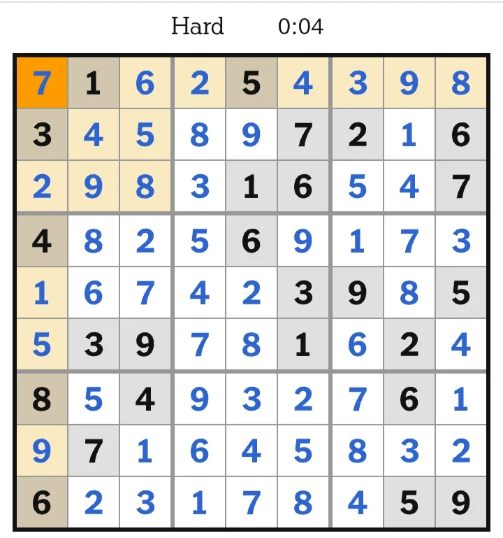 NYT Sudoku Hard Answers July 07, 2026