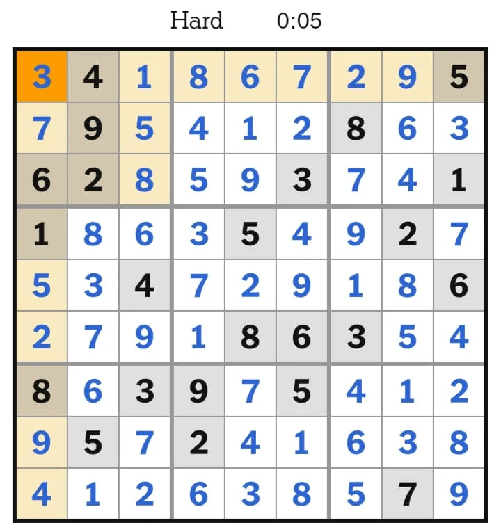 NYT Sudoku Hard Answers July 10, 2026