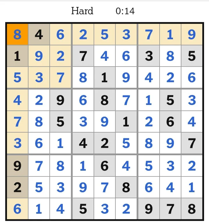 NYT Sudoku Hard Answers July 13, 2026