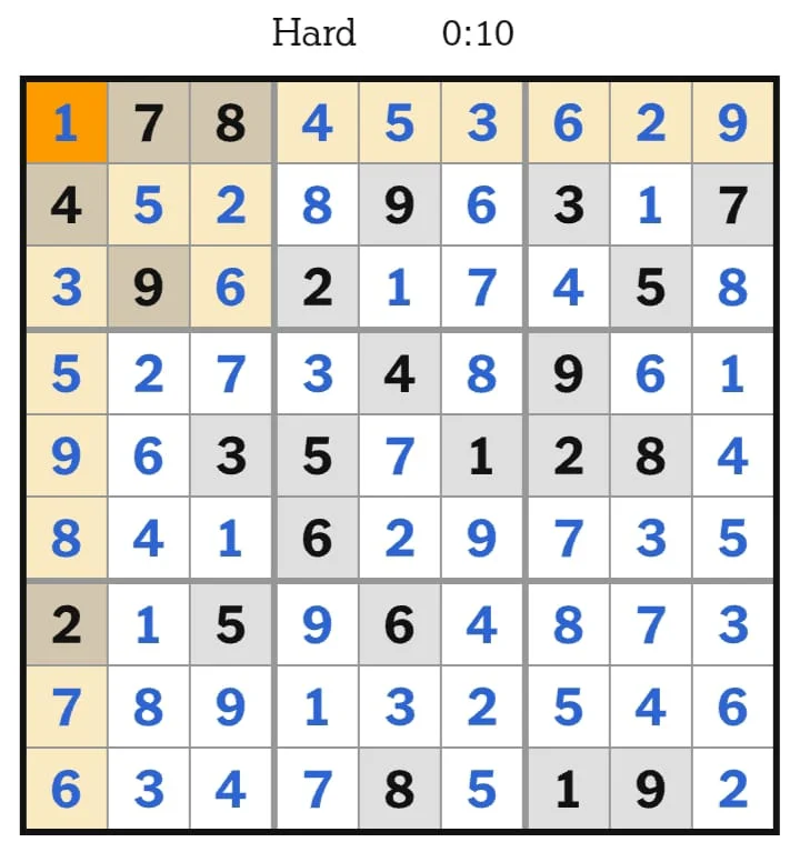 NYT Sudoku Hard Answers July 15, 2026