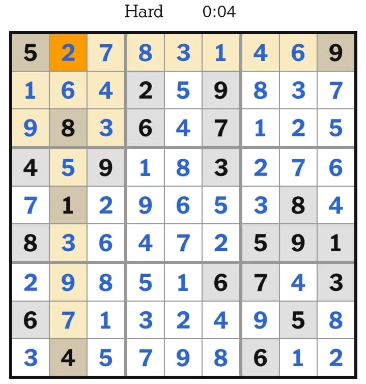 NYT Sudoku Hard Answers July 16, 2026