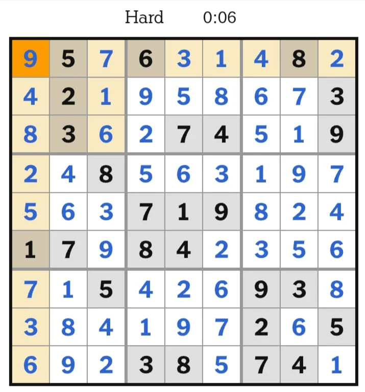 NYT Sudoku Hard Answers July 20, 2026