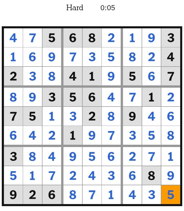 NYT Sudoku Hard Answers July 21, 2026