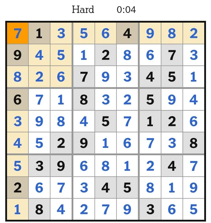 NYT Sudoku Hard Answers July 22, 2026
