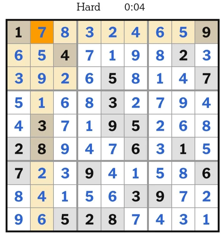 NYT Sudoku Hard Answers July 25, 2026