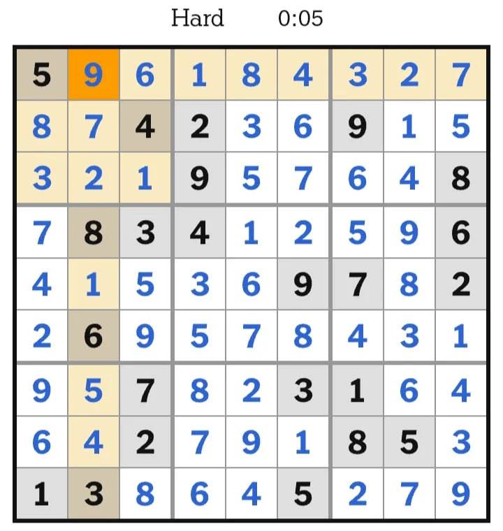 NYT Sudoku Hard Answers July 27, 2026
