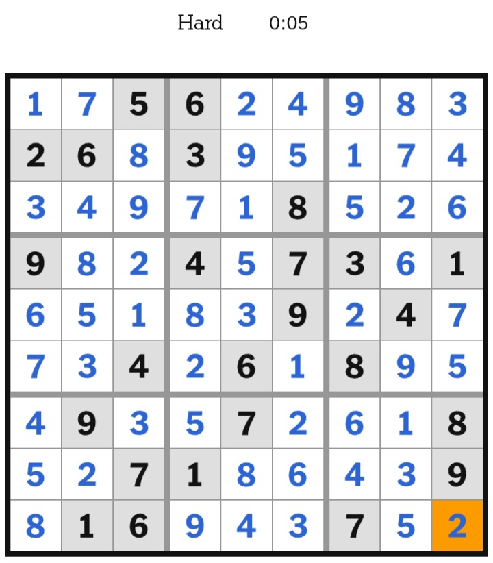 NYT Sudoku Hard Answers July 28, 2026