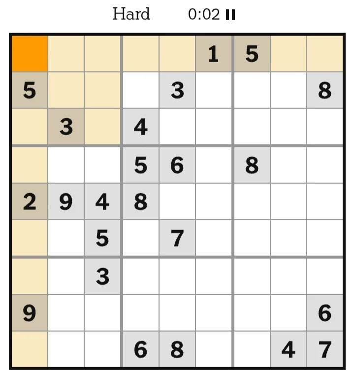 NYT Sudoku Hard July 03, 2026