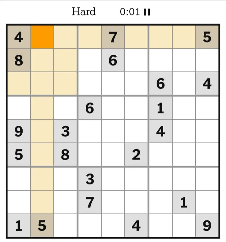 NYT Sudoku Hard July 09, 2026