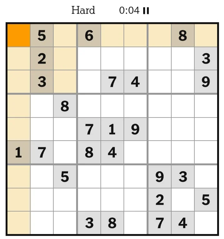NYT Sudoku Hard July 20, 2026