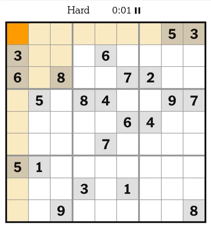 NYT Sudoku Hard July 30, 2026