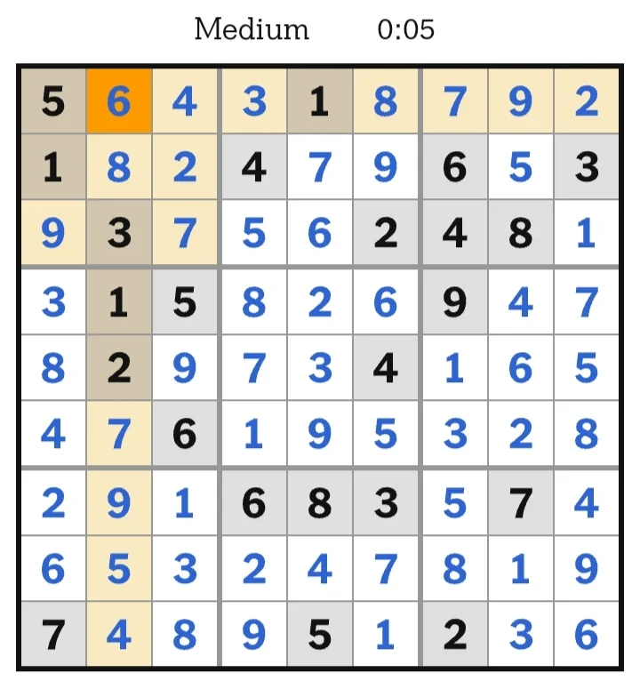NYT Sudoku Medium Answers July 07, 2026