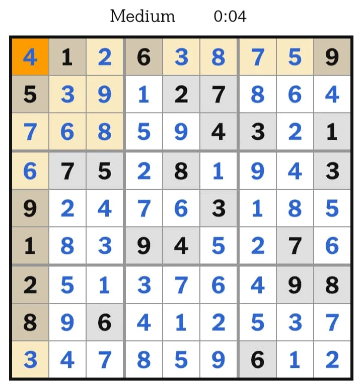 NYT Sudoku Medium Answers July 09, 2026
