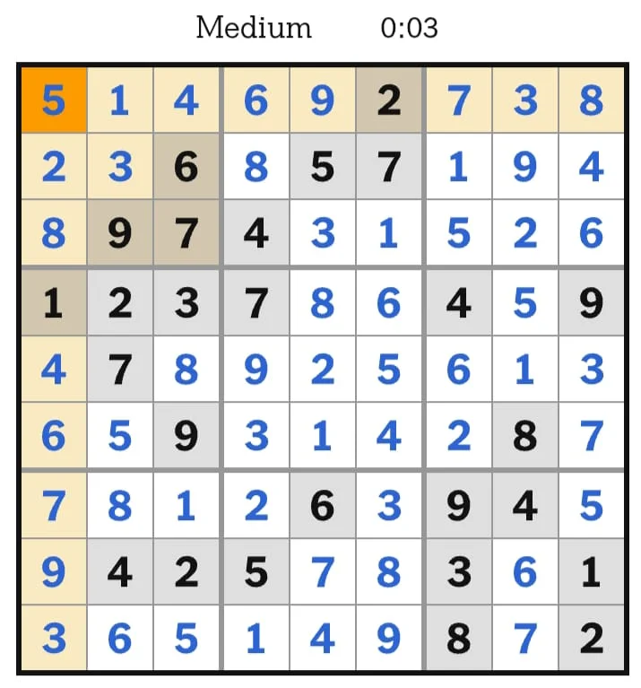 NYT Sudoku Medium Answers July 10, 2026