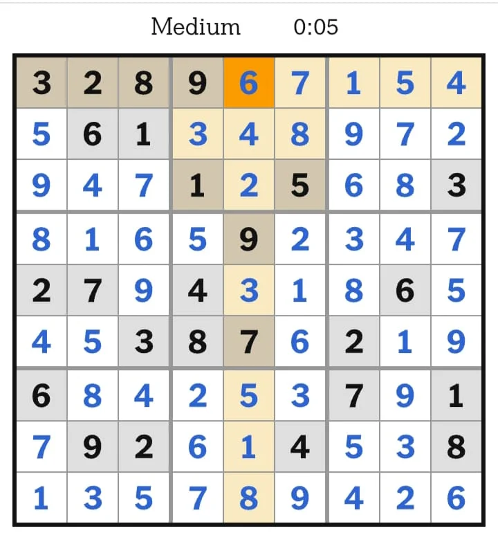 NYT Sudoku Medium Answers July 13, 2026