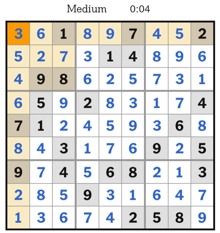 NYT Sudoku Medium Answers July 18, 2026
