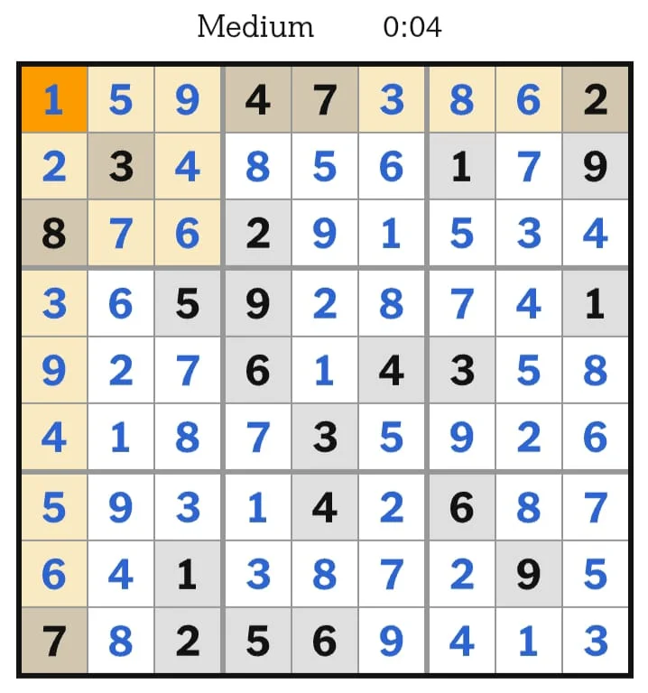 NYT Sudoku Medium Answers July 20, 2026