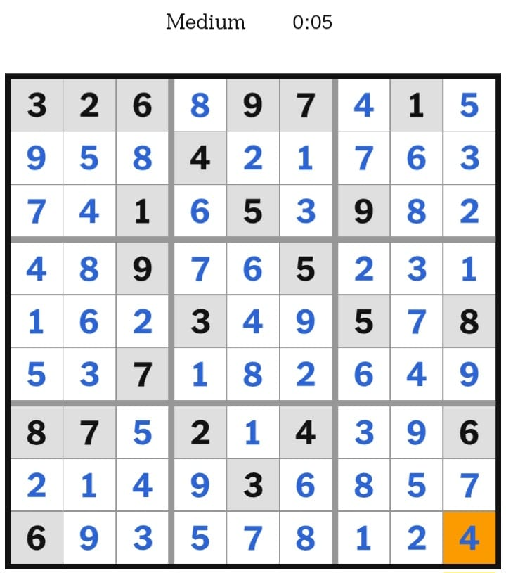NYT Sudoku Medium Answers July 21, 2026