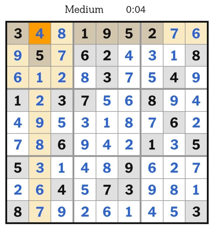 NYT Sudoku Medium Answers July 25, 2026