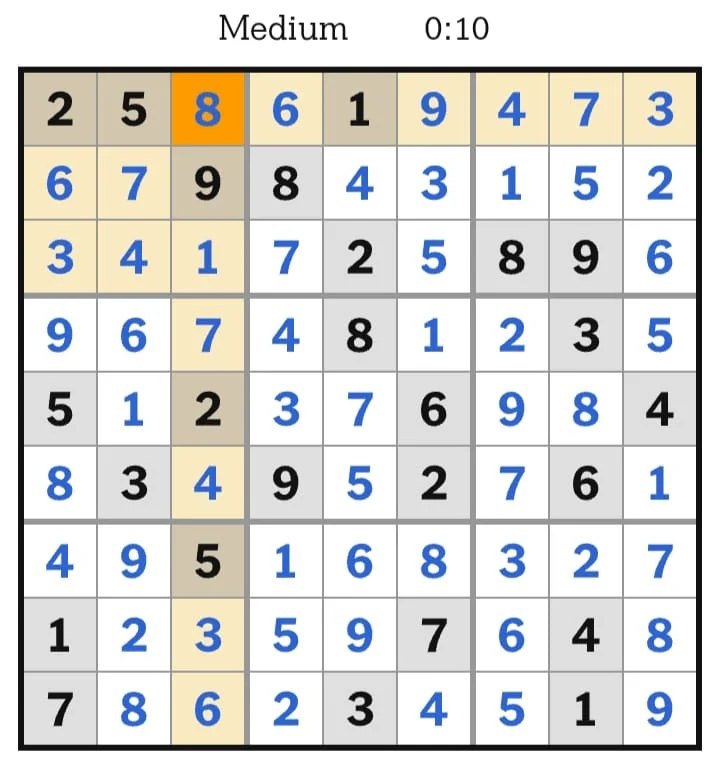 NYT Sudoku Medium Answers July 26, 2026