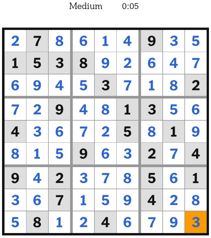 NYT Sudoku Medium Answers July 28, 2026
