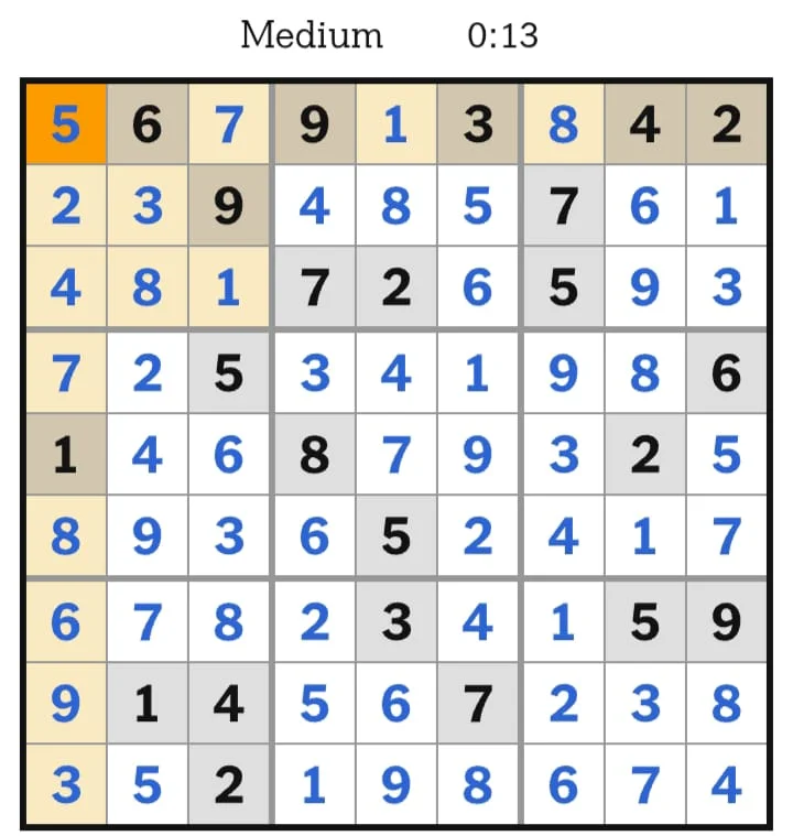 NYT Sudoku Medium Answers July 29, 2026