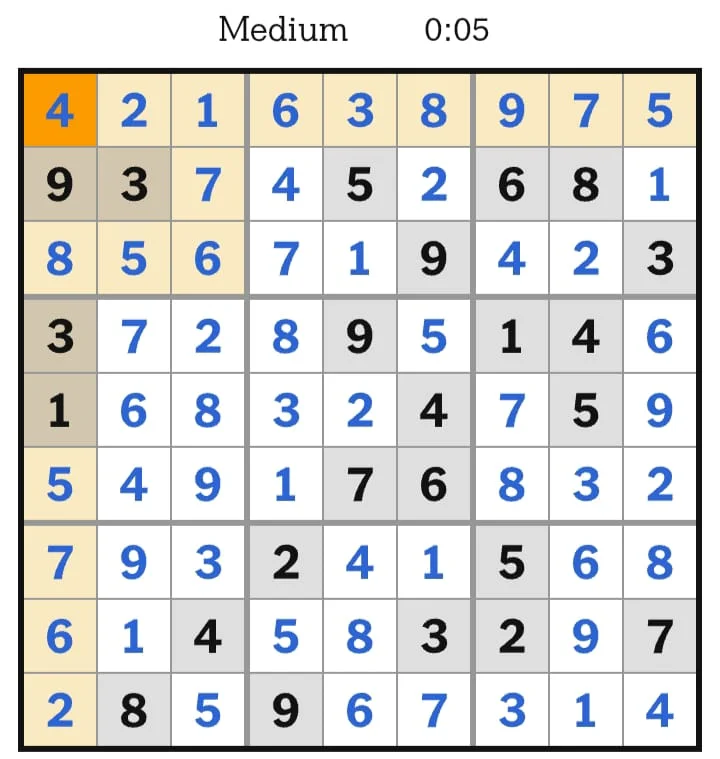 NYT Sudoku Medium Answers July 31, 2026