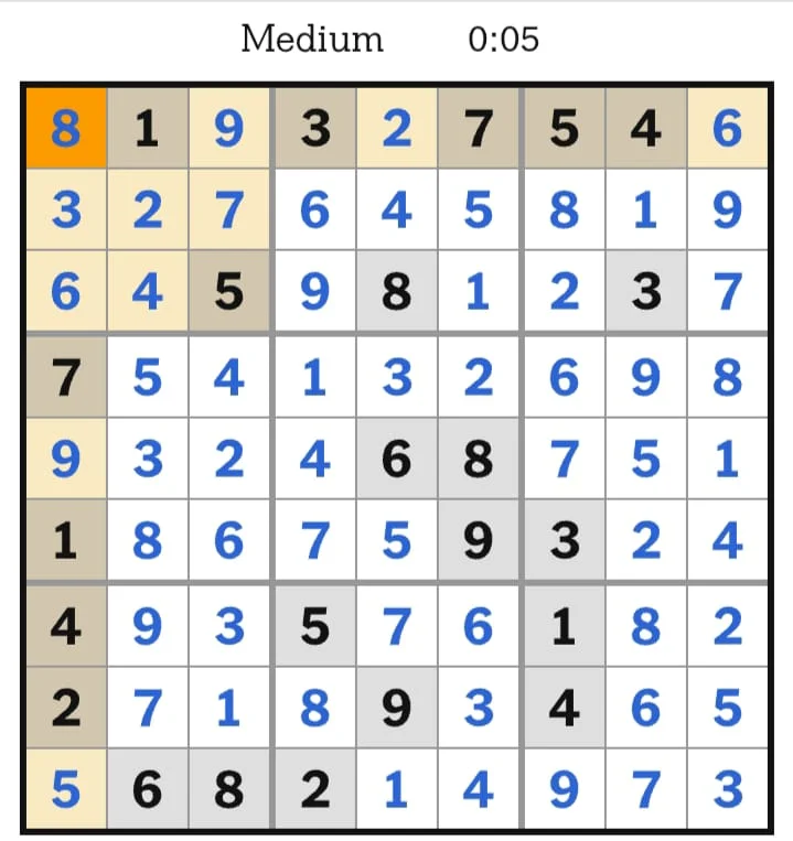NYT Sudoku Medium Easy Answers July 15, 2026