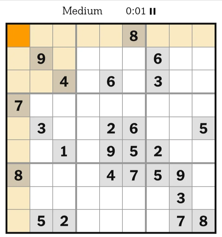 NYT Sudoku Medium July 03, 2026