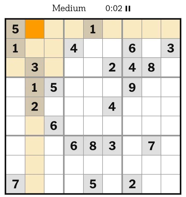 NYT Sudoku Medium July 07, 2026