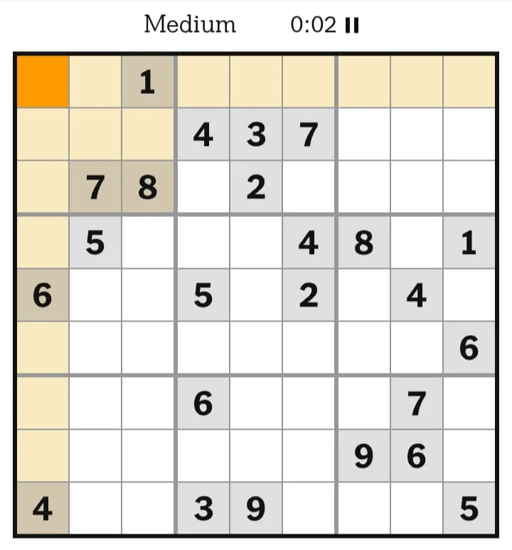 NYT Sudoku Medium July 08, 2026